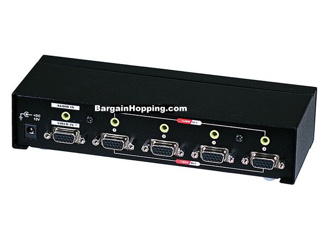 4-Way SVGA VGA Splitter Amplifier Multiplier 400 MHz with Audio